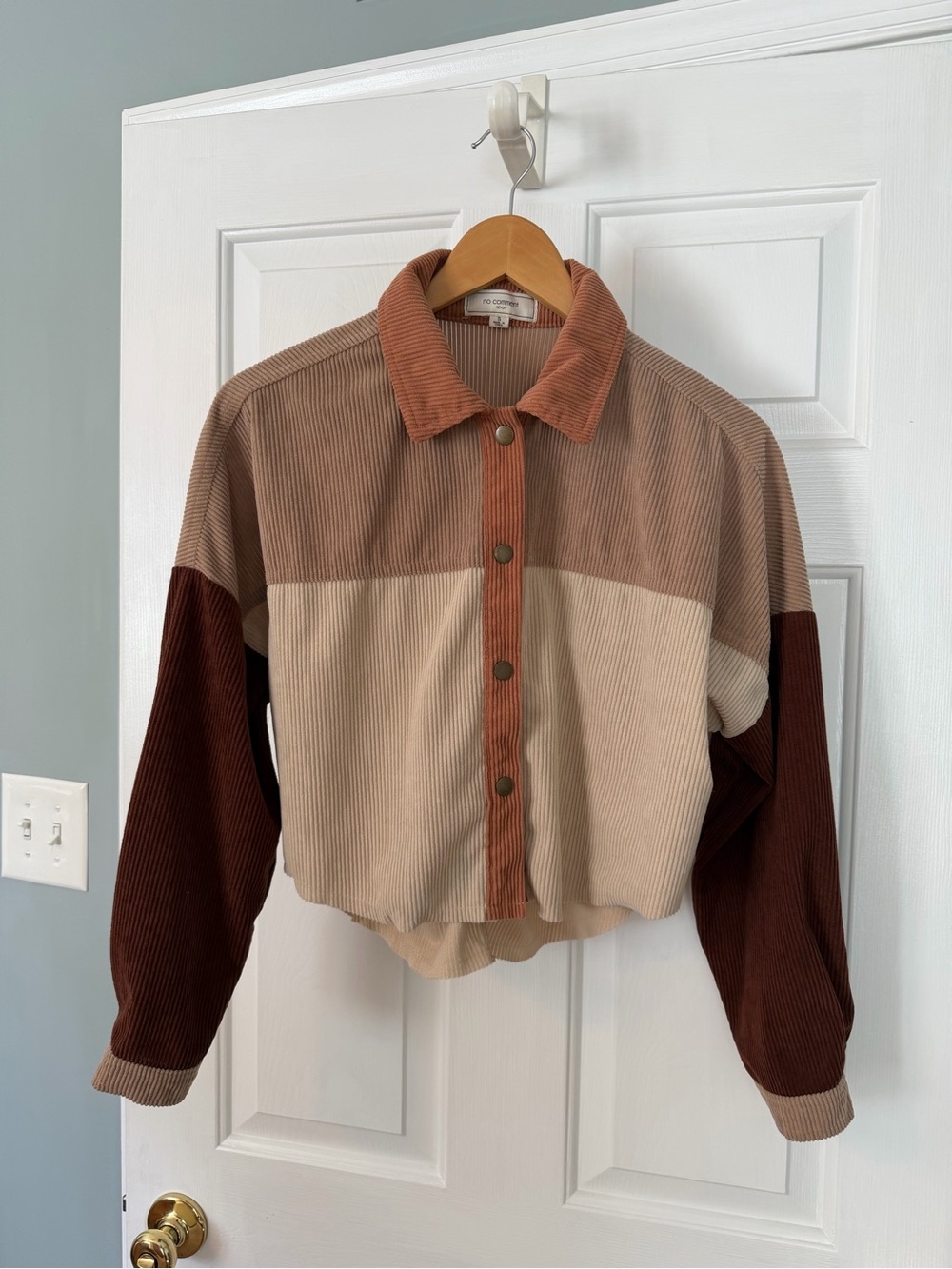 No Comment NY-LA Colorblock Corduroy Shacket Crop Jacket (Size S)